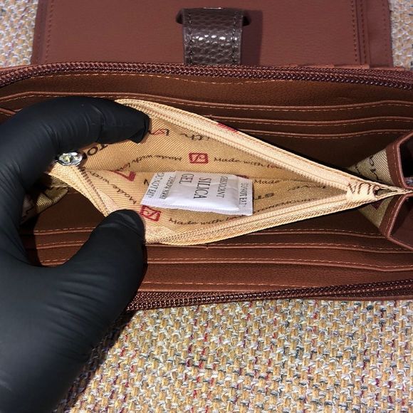 W STONE MOUNTAIN Brown Leather Check Book 20 Card Slips 4 Billfolds Long Wallet - Picture 12 of 17